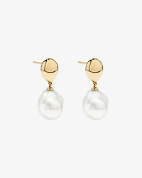 Baroque Cultured Freshwater Pearl Drop Dome Earrings in 10kt Yellow Gold