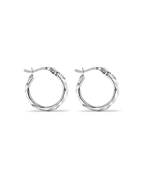Large Diamond Cut Mirror Hoops in Sterling Silver