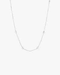 50cm Heart & Bead Station Necklace in Sterling Silver