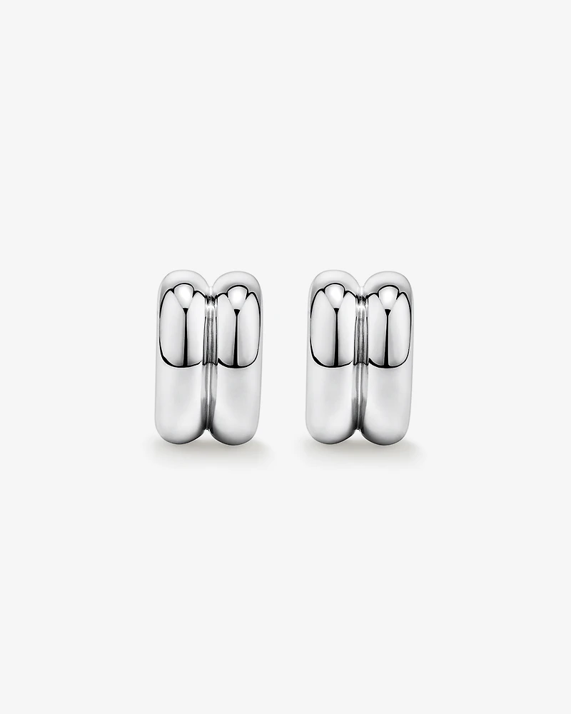 Boucles d’oreilles double demi-cerceau en argent sterling