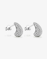 Pavé Dome Cubic Zirconia Stud Earrings in Sterling Silver