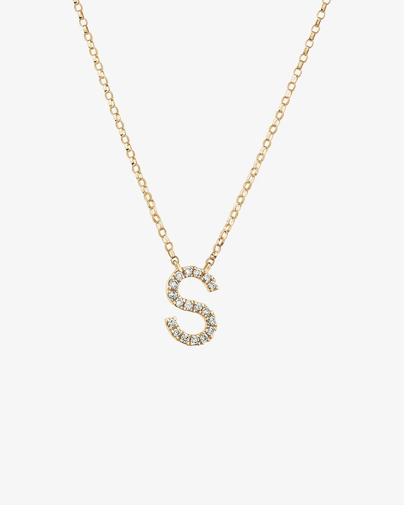 S' Initial Necklace with 0.10 Carat TW of Diamonds in 10kt Yellow Gold