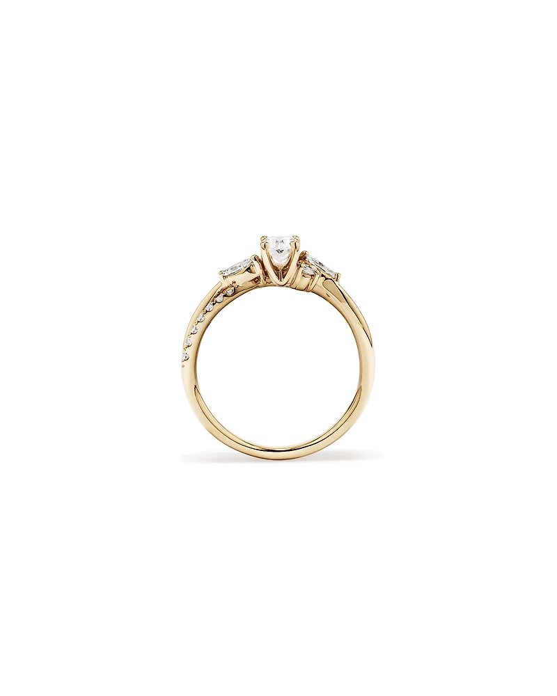 0.83 Carat TW Oval and Marquise Twist Engagement Ring in 14kt Yellow Gold