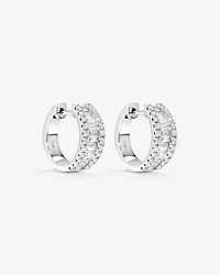 1.00 Carat TW Diamond Dot Dash Huggie Earrings in 14kt White Gold