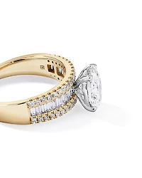 2.21 Carat TW Oval and Baguette Laboratory-Grown Side Accent Diamond Ring 14kt Yellow Gold