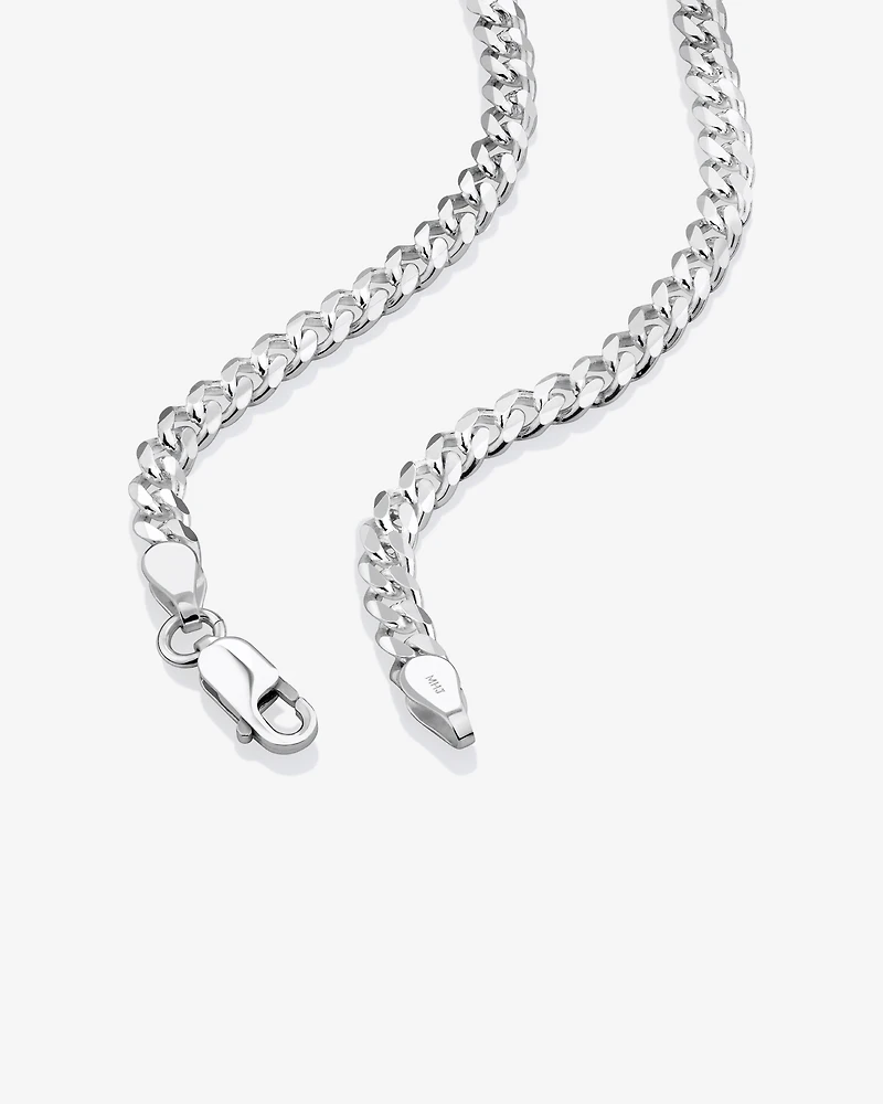 Chaîne à maillons gourmette en argent sterling de 50 cm, largeur 4 mm à 4,5 mm