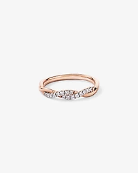 Alliance torsadée en or rose 14 carats rhodié, sertie d'un diamant rond brillant de 0,16 carat, cultivé en laboratoire