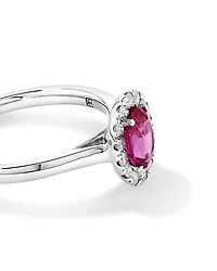 Bague ovale TW 0,25 carat en rubis et diamant en platine recyclé