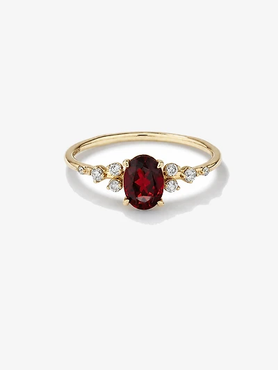 Garnet and 0.12 Carat TW Diamond Ring 10kt Yellow Gold