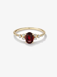 Garnet and 0.12 Carat TW Diamond Ring 10kt Yellow Gold