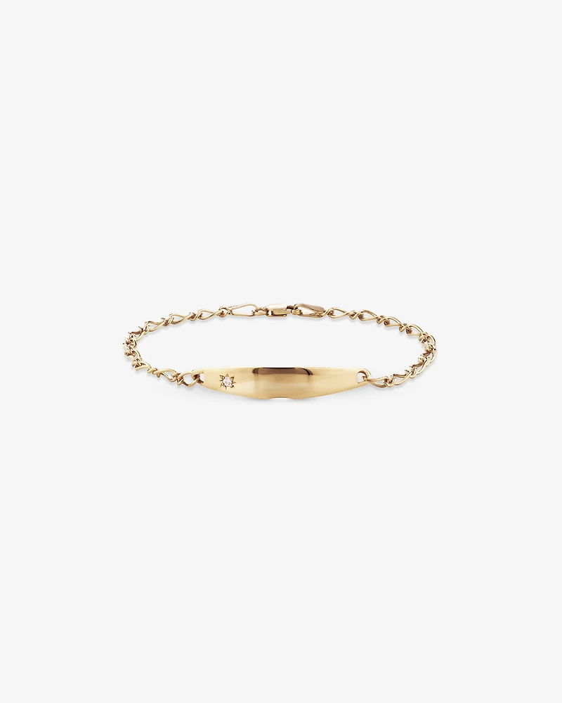 14cm (6") Baby Identity Bracelet with Pink Cubic Zirconia in 10kt Yellow Gold