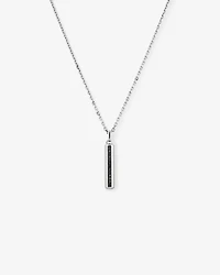 Men's Pave Black Diamond Pendant on Cable Chain in Sterling Silver