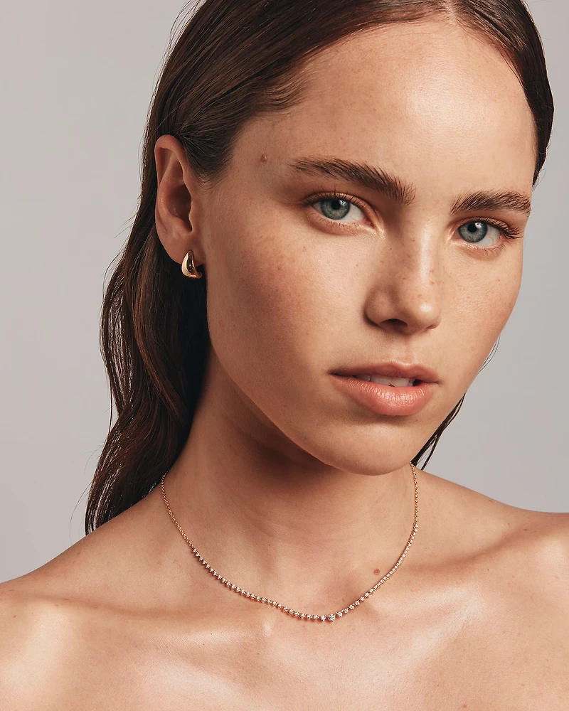 1.00 Carat TW Laboratory-Grown Graduated Diamond Tennis Necklace in 10kt Yellow Gold