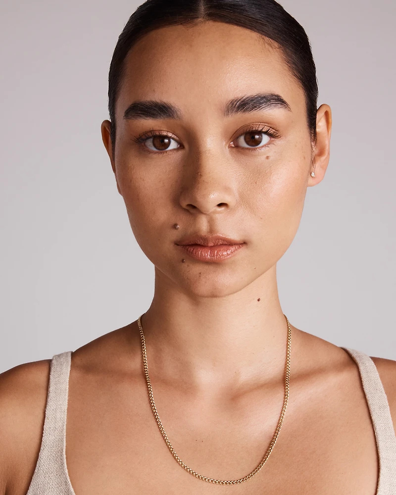 50cm (20") 2.95mm Width Semi Solid Diamond Cut Curb Chain in 10kt Yellow Gold