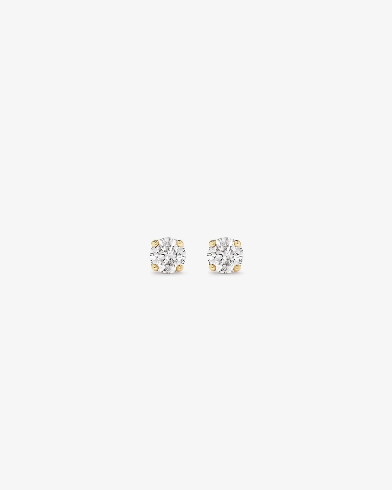 0,15 Carat TW Boucles d'oreilles puces solitaires rondes brillantes en or jaune 10kt