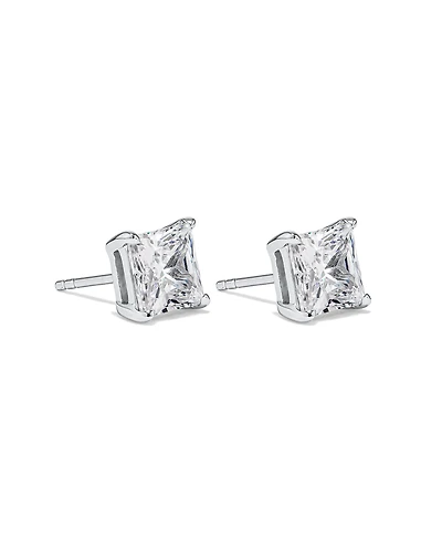 7mm Princess Cubic Zirconia Stud Earrings in Sterling Silver