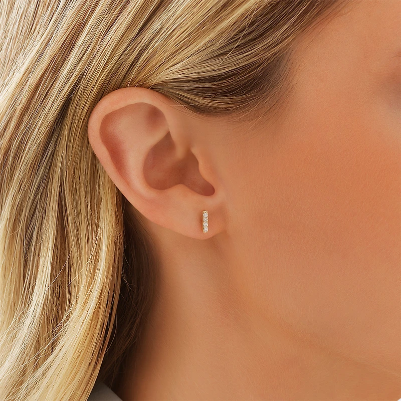 Bar Stud Earrings with .10 Carat TW Diamonds in 10kt Yellow Gold