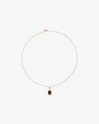 Cushion Cut Red Garnet Gemstone and Diamond Halo Pendant Necklace 10kt Yellow Gold