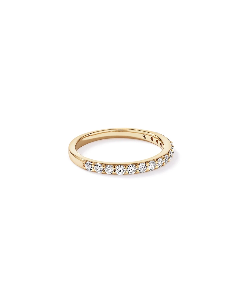 Alliance en or jaune 14 carats sertie d'un diamant rond brillant de synthèse 0,50 carat