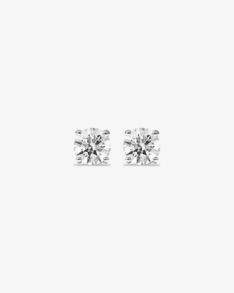 Carat TW Laboratory-Grown Diamond Solitaire Stud Earrings in 14kt White Gold