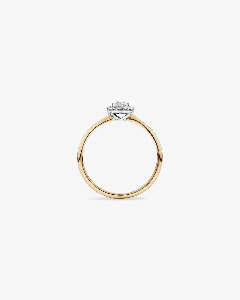 0.10 Carat TW Round Cluster Diamond Promise Ring in 10kt Yellow and White Gold