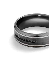 8mm Brushed Dome Wedding Band in Tantalum and 10kt White Gold