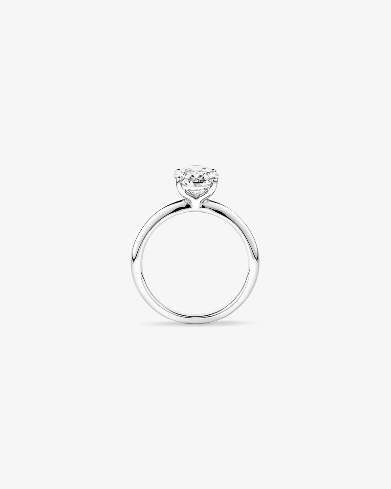 2,00 Carats Poids Total Bague De Fiançailles Solitaire En Diamant Cultivé Laboratoire Coupe Ovale, Or Blanc 14 Ct