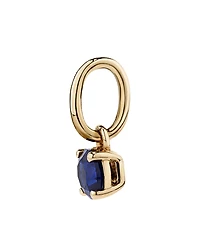 Round Created Blue Sapphire Birthstone Pendant in 10kt Yellow Gold
