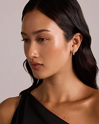 Boucles d’oreilles créoles en diamant cultivées en laboratoire TW de 1,00 carat serties en or blanc 10 carats