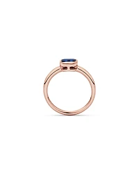 Australian Sapphire Emerald Cut Bezel Set Ring 10kt Rose Gold