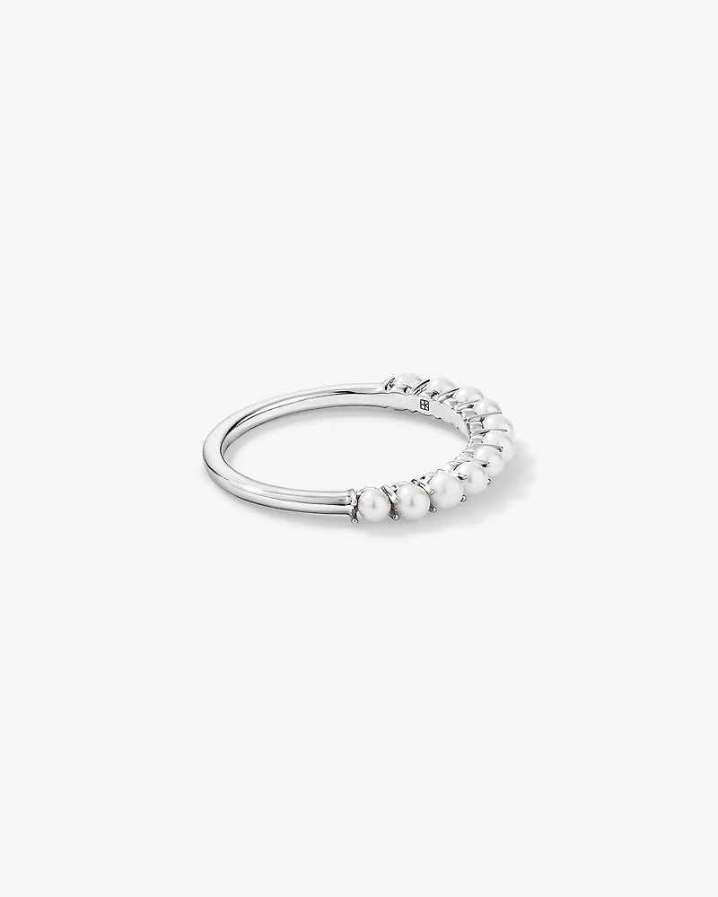 Cultured Freshwater Pearl Band Ring 10kt White Gold
