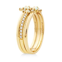 Australian Opal & 0.18 Carat TW of Diamonds 3 Ring Set in 10kt Yellow Gold