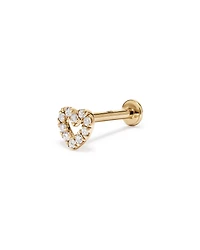 Heart Helix Single Stud Earring with 0.04 Carat TW of Laboratory-Grown Diamonds in 10kt Gold