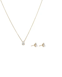 Coffret pendentif et boucles d’oreilles en diamant poire cultivé en laboratoire de 0,64 carat TW en or jaune 10 carats