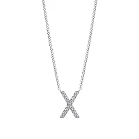 X Initial Necklace with 0.10 Carat TW of Diamonds in 10kt White Gold