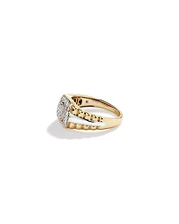 0.50 Carat TW Diamond Pave Two-Tone Men's Signet Ring in 10kt White and Yellow Gold