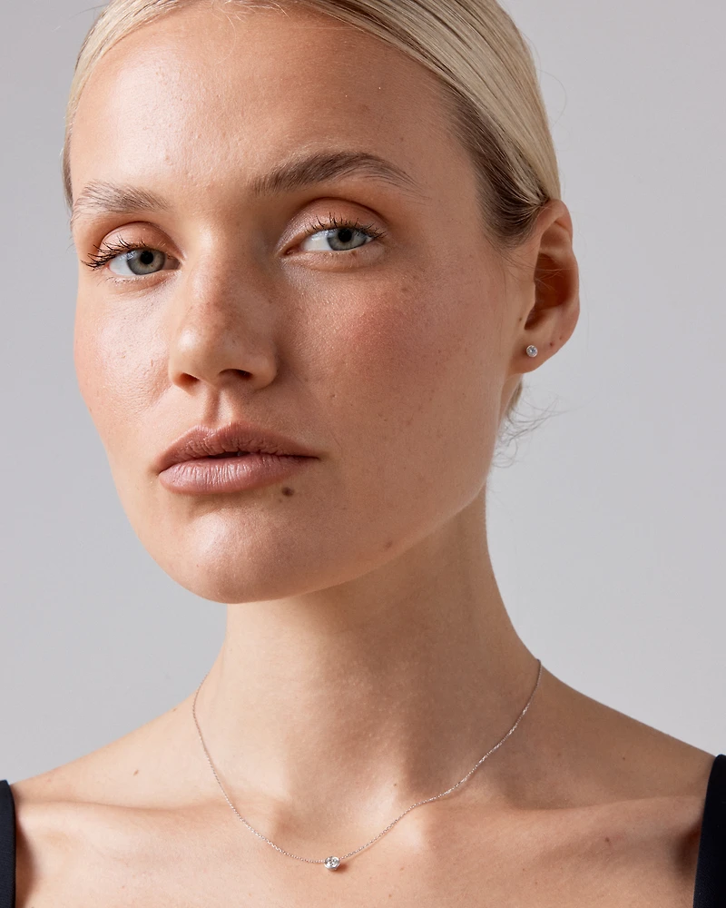 Pendentif rond TW à lunette brillante de 0,25 carat en or blanc 18 carats