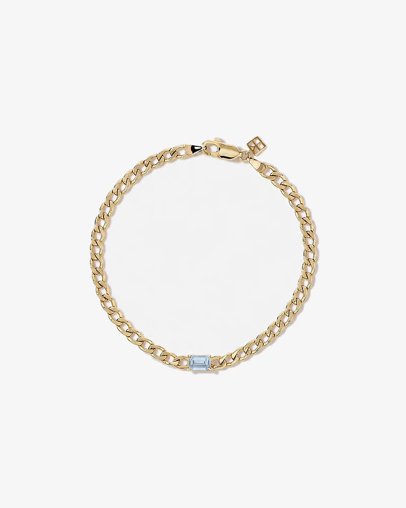 Aquamarine Curb Link Bracelet in 10kt Yellow Gold