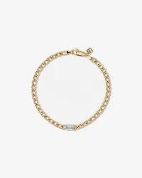 Aquamarine Curb Link Bracelet in 10kt Yellow Gold