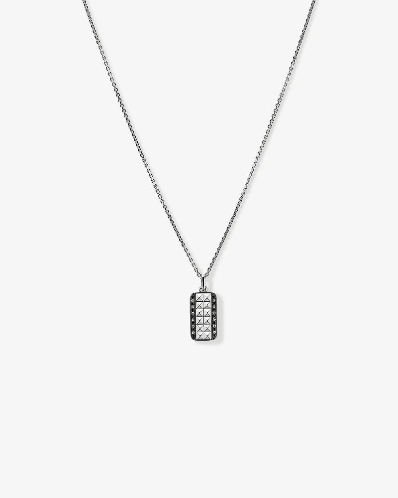 Collier plaque militaire pour homme avec 0,20 carat de diamants noirs et blancs en argent sterling