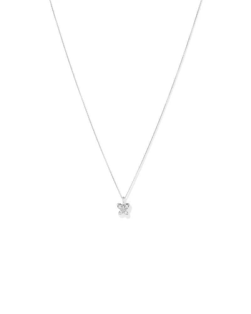 Cubic Zirconia Butterfly Pendant Necklace in Sterling Silver