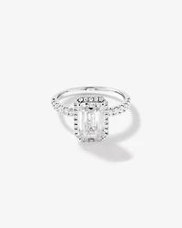 3.60 Carat TW Emerald Cut Laboratory-Grown Diamond Halo Engagement Ring 18kt White Gold
