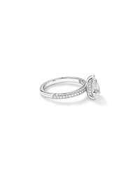 Bague de fiançailles en diamant laboratoire taille poire 1,96 carat poids total or blanc 14 kt
