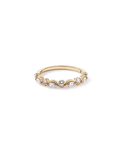 0.43TW Marquise and Round Brilliant Diamond Twist Wedding Ring 14kt Yellow Gold