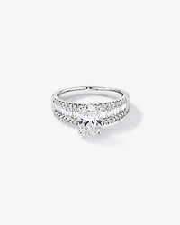 2.21 Carat TW Oval and Baguette Laboratory-Grown Side Accent Diamond Ring 14kt White Gold