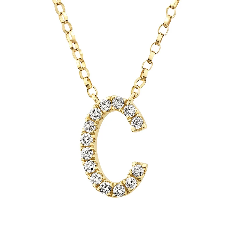 "C" Initial Necklace with 0.10 Carat TW of Diamonds in 10kt Yellow Gold