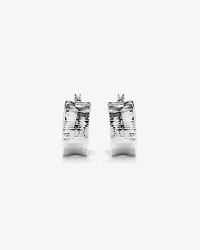 8mm Ribbed Flare Hoop Huggie Earrings in Sterling Silver