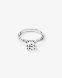 1.95 Carat TW Round Brilliant Laboratory-Grown Diamond Solitaire Side Accent Engagement Ring 14kt White Gold