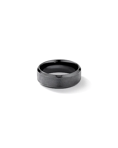 Bague de mariage en titane noir à bords biseautés de 8 mm
