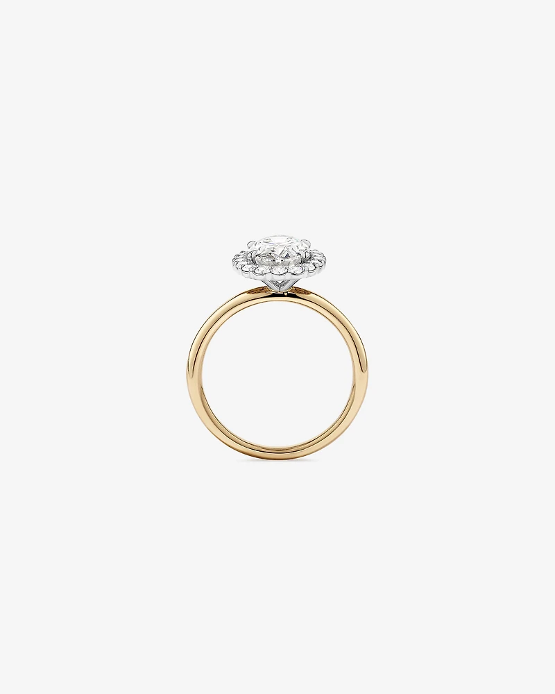 2.34 Carat TW Oval Cut Laboratory-Grown Diamond Halo Engagement Ring 14kt Yellow and White Gold